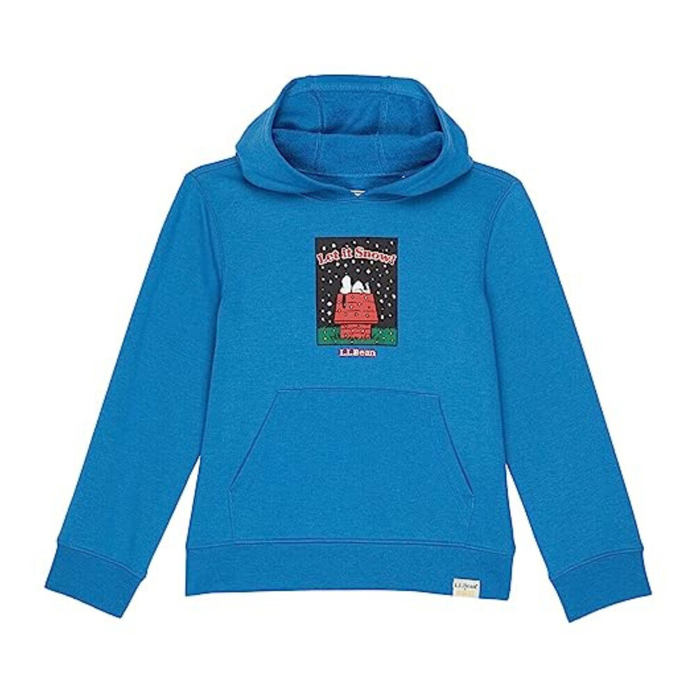 L.L.Bean X Peanuts Hoodie Kids M Marine Blue Kangaroo Pockets Pullover RED632